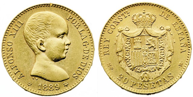 Moneda de 20 pesetas Alfonso XIII