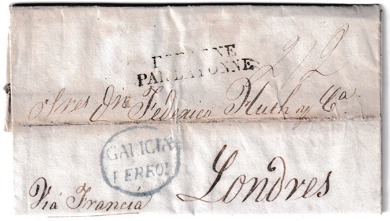 1827. Carta de Ferrol a Londres 1 1827. Carta De Ferrol A Londres