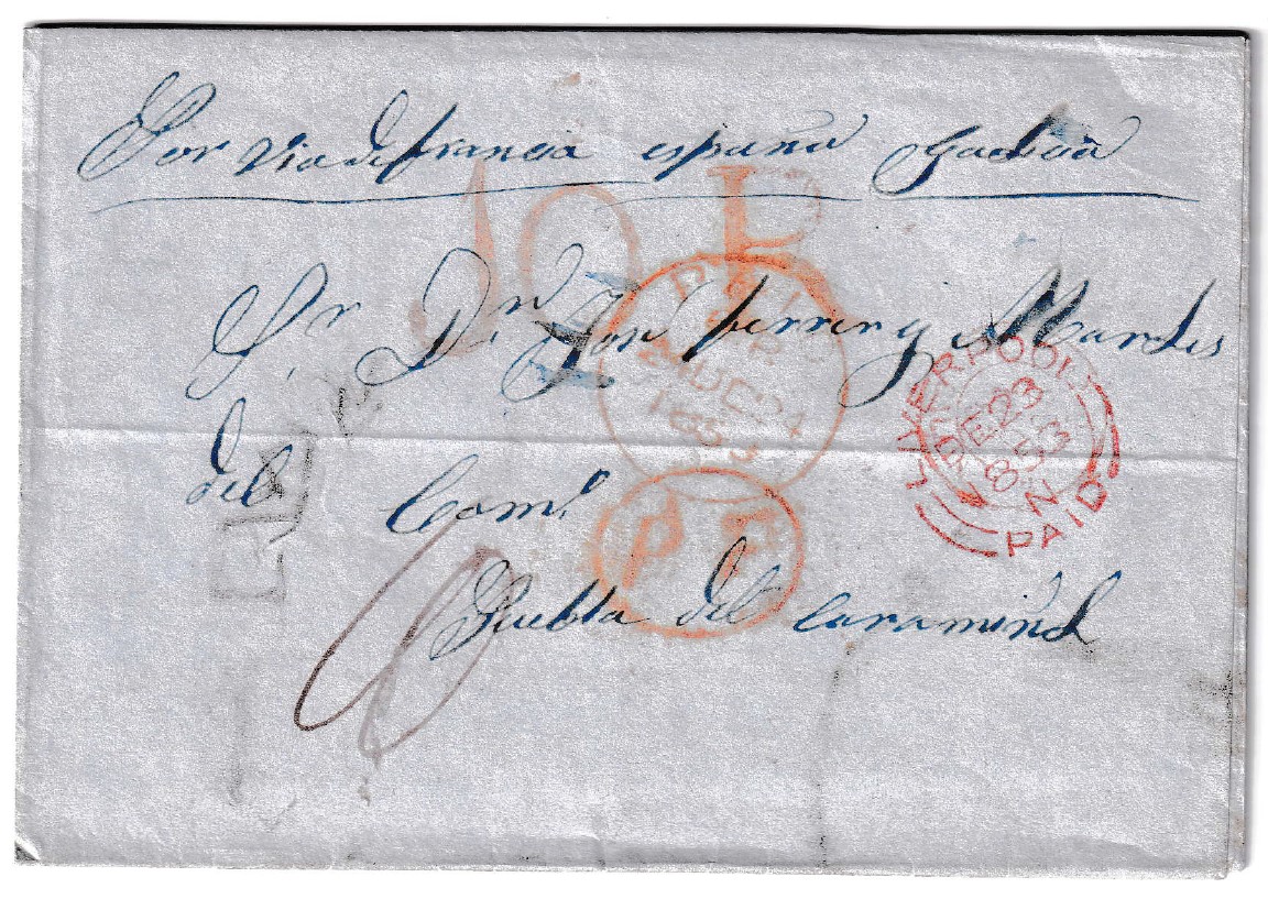 1843. Carta de Liverpool a Puebla de Caramiñal (A Coruña) 1 1843. Carta De Liverpool A Puebla De Caramiñal (A Coruña)