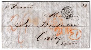 1854. Carta de Londres a Cádiz