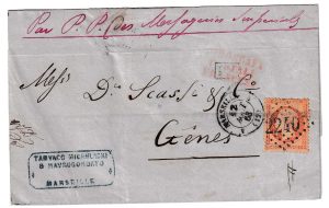 1863. Correo marítimo de Marsella a Génova