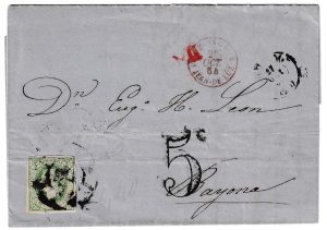 1864. Carta de Bilbao a Bayonne (Francia)