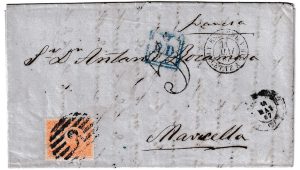 1867. Carta de Barcelona a Marsella (Francia)