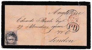 1868. Sobre de luto de Madrid a Londres