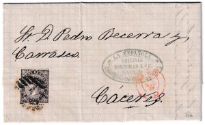 1869. Carta de Madrid a Cáceres