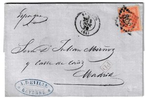 1870. Carta de Bayonne a Madrid