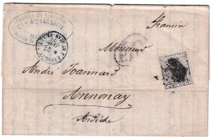 1873. Carta de Madrid a Annonay (Francia)