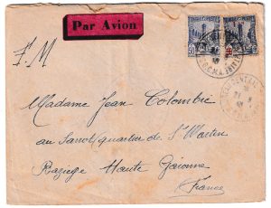 1915. Correo aéreo de Túnez a Francia