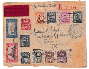 1929. Correo aéreo de Cochinchine (Saigon) a Valence (Francia). Marca Primer vuelo.