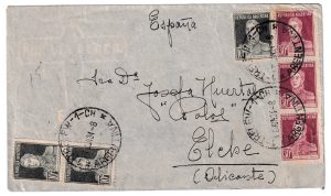 1934. Correo aéreo de Trelew (Argentina) a Elche (Alicante)