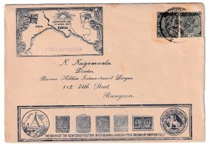 1937. Primer correo aéreo dirigido a Burma Rangun (Myanmar-Birmania)