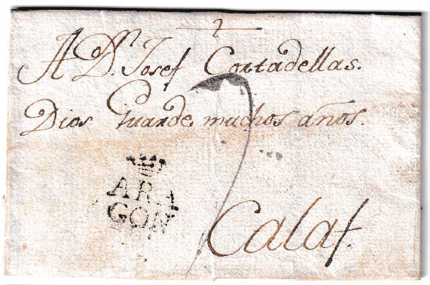 1790. Carta de Zaragoza a Calaf 1 1790. Carta De Zaragoza A Calaf