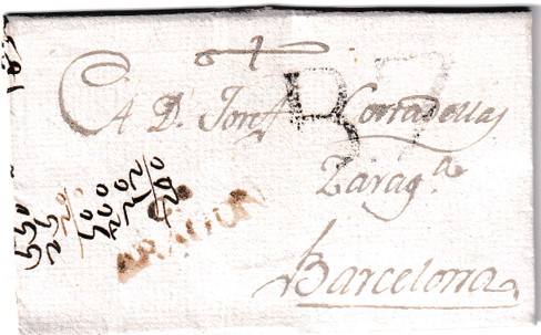 1806. Carta de Caspe a Barcelona 1 1806. Carta De Caspe A Barcelona