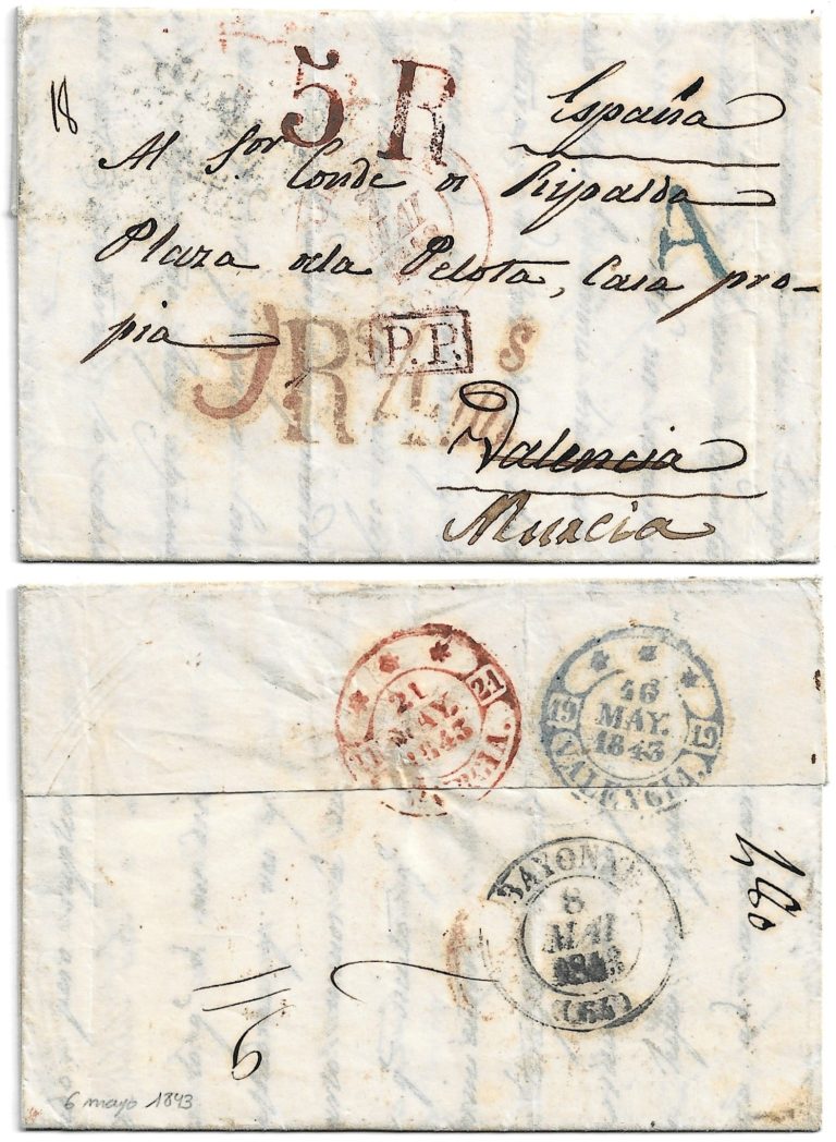 LOS FECHADORES TIPO “BAEZA” AZULES DE VALENCIA Y ALICANTE. 224 Los Fechadores Tipo “Baeza” Azules De Valencia Y Alicante. - 8Reales