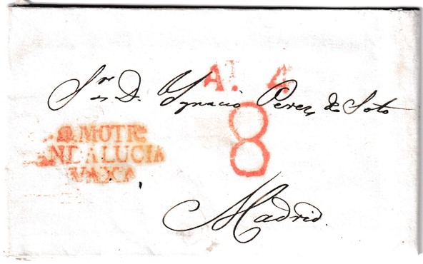 1834. Carta de Motril a Madrid 1 1834. Carta De Motril A Madrid