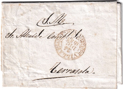 1853. Carta del Servicio Militar Villafranca a Terrasola 1 1853. Carta Del Servicio Militar Villafranca A Terrasola