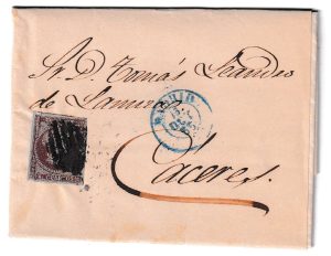 1855. Carta de Madrid a Cáceres
