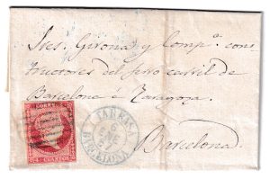1857. Carta de Tarrasa a Barcelona