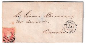 1858. Carta de Burgos a Barcelona