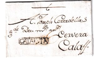 1784. Carta de Alfarras a Calaf