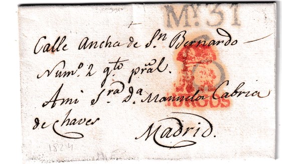 1824. Carta de Burgos a Madrid 1 1824. Carta De Burgos A Madrid