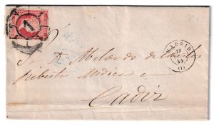 1859. Carta de Madrid a Cádiz