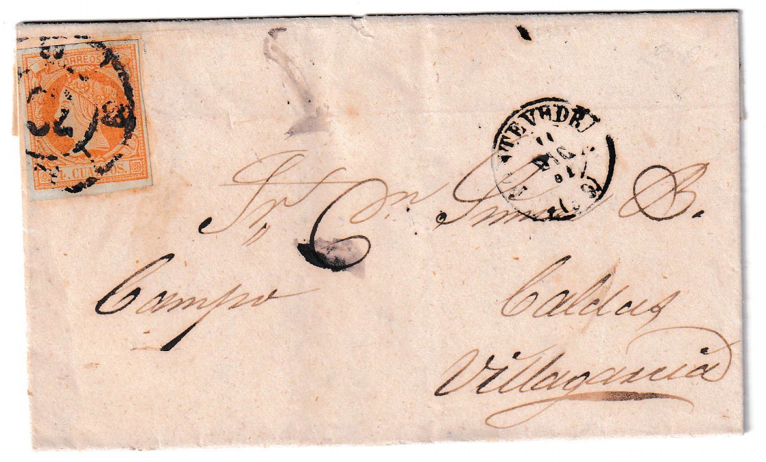 1861. Carta de Pontevedra a Villagarcía 1 1861. Carta De Pontevedra A Villagarcía
