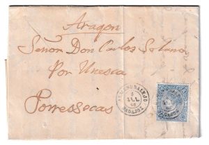 1865. Carta de Almendralejo a Torres Secas