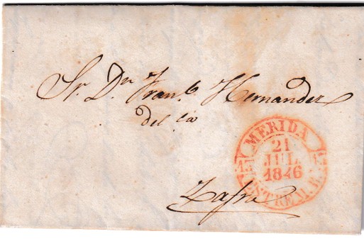 1846. Carta de Mérida a Zafra