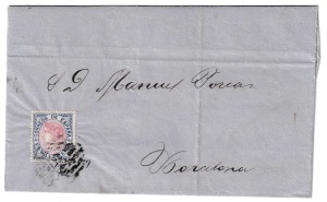 1868. Carta correo interior de Barcelona