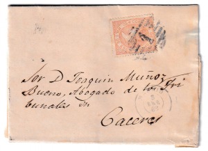 1868. Carta de Madrid a Cáceres