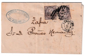 1869. Carta de Badajoz a Zafra