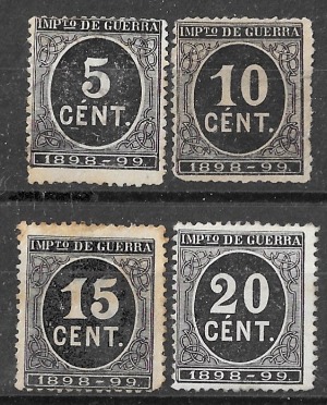 1898. Cifras para Impuesto de Guerra. Nº236-39 Edifil