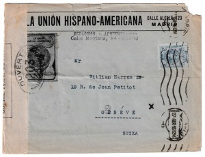 1916. Sobre de España a Suiza