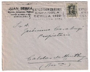 1929. Carta completa de Barcelona a Caldas de Montbuy