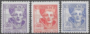 1942. IV Cent. Nacimiento S. Juan de la Cruz. Nº954-56. Con Fijasello