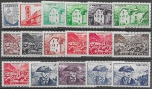1944-51. Andorra Francesa. Paisajes y Monumentos. Nº119-137 Yvert. Lujo. Con Fijasello