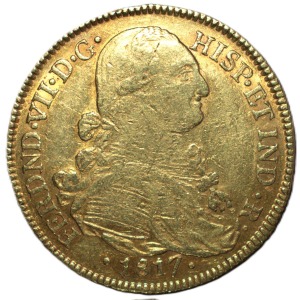 1817. Fernando VII. 8 escudos de Nuevo Reino. Ensayador JF. (AC.1854)