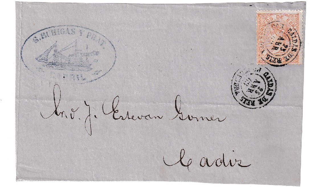 1868. Frontal de Caldas de Reis a Cádiz 1 1868. Frontal De Caldas De Reis A Cádiz