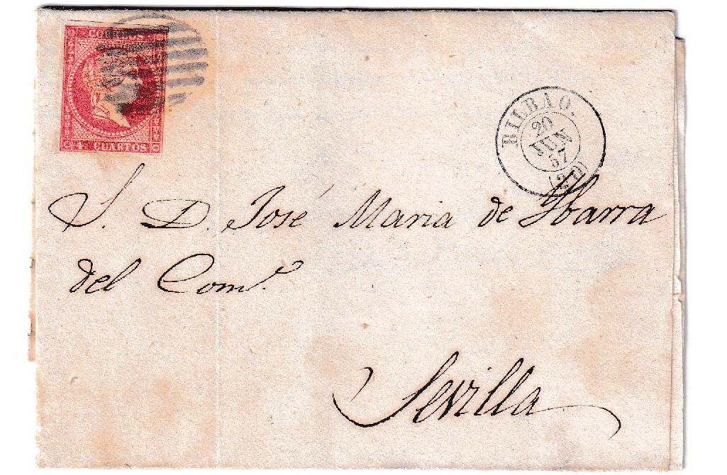 1857. Carta de Bilbao a Sevilla 1 1857. Carta De Bilbao A Sevilla