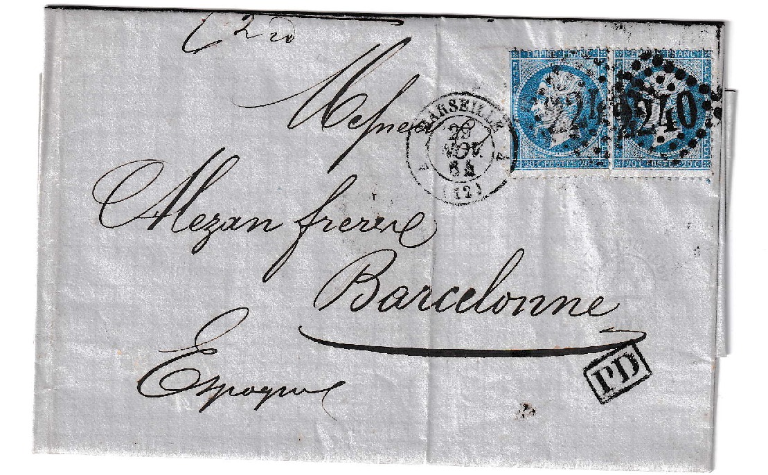 1864. Carta de Marsella a Barcelona 1 1864. Carta De Marsella A Barcelona