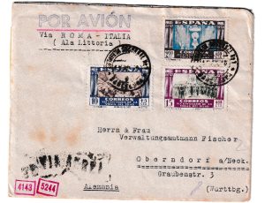 1940. Correo Aéreo Barcelona A Oberndorf Am Neckar